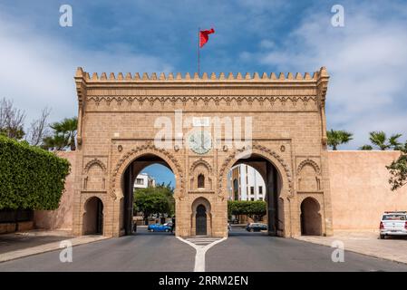 Gate Bab Soufara, Haupteingang zum königlichen Palast in Rabat, Marokko Stockfoto