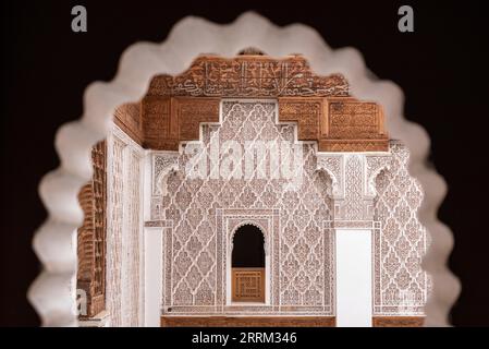 Marrakesch, Marokko, die berühmte Madrassa Ben Youssef in der Medina von Marrakesch Stockfoto