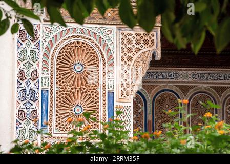 Marrakesch, Marokko, alter orientalischer Bahia-Palast in der Medina von Marrakesch, Marokko Stockfoto