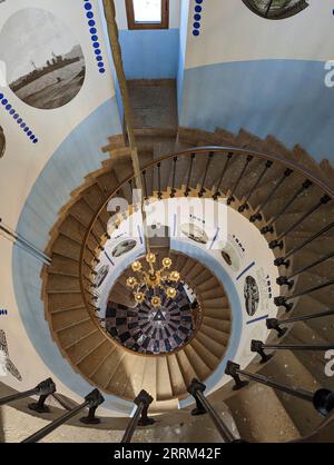 Wendeltreppe im Leuchtturm von Cap Spartel bei Tanger, Marokko Stockfoto