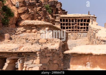 Ein alter Bienenstock im Id Aissa agadir, ein alter Kornspeicher in Amtoudi, Marokko Stockfoto