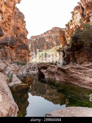 Wanderung durch den berühmten Amtoudi Canyon im Anti-Atlas, Marokko Stockfoto