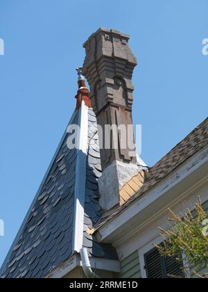 Vertikal: Detail des Bishop's Palace, Galveston Island, Texas. Stockfoto