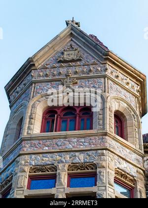 Vertikal: Detail des Bishop's Palace, Galveston Island, Texas. Stockfoto