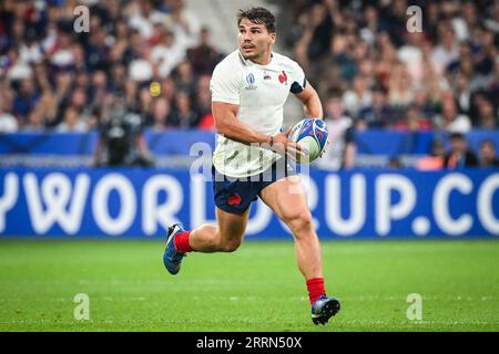 Saint-Denis, Frankreich, Frankreich. September 2023. Antoine DUPONT aus Frankreich während der Weltmeisterschaft 2023, Pool Ein Spiel zwischen Frankreich und Neuseeland am 8. September 2023 im Stade de France in Saint-Denis bei Paris, Frankreich. (Bild: © Matthieu Mirville/ZUMA Press Wire) NUR REDAKTIONELLE VERWENDUNG! Nicht für kommerzielle ZWECKE! Stockfoto