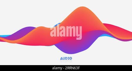 Visualisierung von Schallwellen. Farbige 3D-Signalform. Muster für Sprachmuster. Stock Vektor