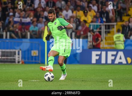 Moskau, Russland - 27. Juni 2018. Brasilianischer Nationalspieler Alisson während des Spiels Serbien gegen Brasilien (0-2) der FIFA-Weltmeisterschaft 2018 Stockfoto