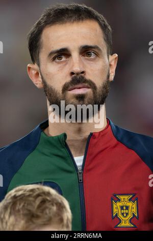 Bratislava, Slowakei. September 2023. Bernardo Silva aus Portugal während der Qualifikationsrunde der UEFA-Europameisterschaft 2024 Gruppe J im Narodny Futbalovy stadion in Bratislava, Slowakei, am 8. September 2023 (Foto: Andrew SURMA/Credit: SIPA USA/Alamy Live News) Stockfoto