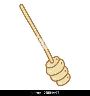 Hölzerner Honigdipper oder Honiglöffel, flache Vektorillustration im Doodle-Stil Stock Vektor