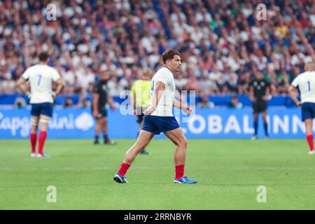 Saint Denis, Frankreich. September 2023. Paris Antoine Dupont (Frankreich) beim Eröffnungsspiel der Rugby-Weltmeisterschaft 2023 zwischen Frankreich und Neuseeland in Stade de France, Saint Denis, Paris, Frankreich am Freitag, den 8. September (Claire Jeffrey/SPP) Credit: SPP Sport Press Photo. Alamy Live News Stockfoto