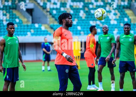 UYO, NIGERIA - 8. SEPTEMBER: Francis Uzoho von Super Eagles während einer Trainingseinheit zur Vorbereitung auf die Qualifikation zum Afrikanischen Nationalcup 2023 (A) Stockfoto