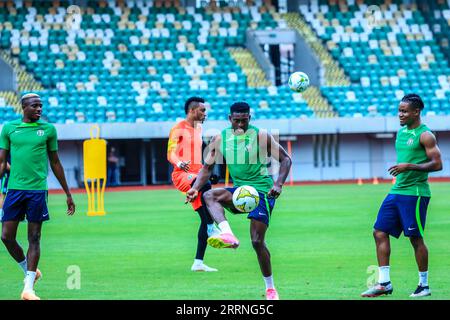 UYO, NIGERIA - 8. SEPTEMBER: Taiwo Awoniyi von Super Eagles während einer Trainingseinheit zur Vorbereitung auf die Qualifikation zum Afrikanischen Nationalpokal 2023 (A) Stockfoto