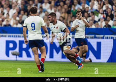 Paris, Frankreich. September 2023. Gregory Alldritt aus Frankreich läuft mit dem Ball während des Rugby World Cup Pools, Einem Spiel zwischen Frankreich und Neuseeland im Stade de France. Quelle: Mateo Occhi (Sporteo) / Alamy Live News Stockfoto