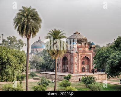 Baber's Tomb ist Teil des historischen Komplexes um Humayun's Tomb in Delhi. Stockfoto