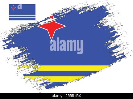 Pinsel Design Aruba Flag Vektor Stock Vektor