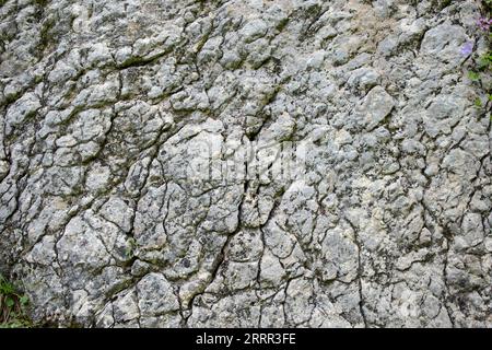 Muster eines Felsbrockens, Felswand Textur, Nahaufnahme Stockfoto