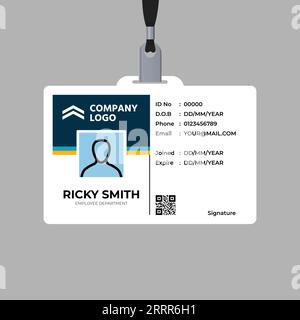 ID-Karte oder Vorlage für Identitätskarte im Querformat des Unternehmens Stock Vektor