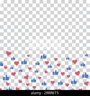 Social-Media-Beitrag wie Herz und Daumen auf transparentem Hintergrund Stock Vektor