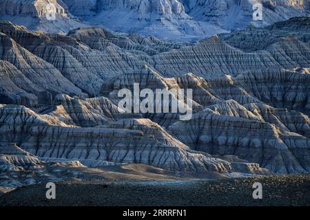 China, Gebirgslandschaften 230527 -- LHASA, 27. Mai 2023 -- dieses Foto, das am 25. Mai 2023 aufgenommen wurde, zeigt die Landschaft des Erdwaldes im Zanda County, der südwestchinesischen Autonomen Region Tibet. Zanda ist berühmt für die einzigartige Landschaft des Erdwaldes, die durch geologische Bewegungen und Bodenerosion entstanden ist. Diese Wälder sehen gelblich aus, aber die Farbe variiert in verschiedenen Teilen. CHINA-TIBET-ZANDA-ERDE-WALDLANDSCHAFT CN JIGMEXDORJE PUBLICATIONXNOTXINXCHN Stockfoto