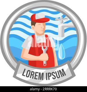 Logo für Klempnerdienste. Logo für Sanitär-Servicearbeiten - Vektorbild. Das Konzept der verschiedenen Berufe Stock Vektor