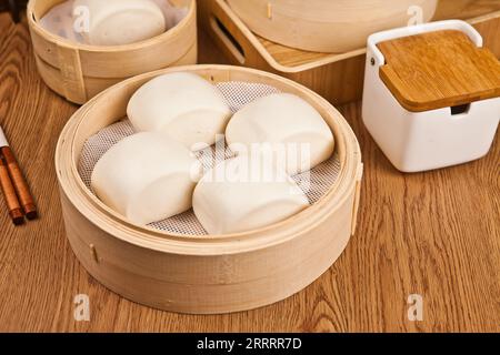 Dim Sum - Chinesische gedämpfte Brötchen, Baozi, man tou, chinesisches Brötchen, bao zi Stockfoto