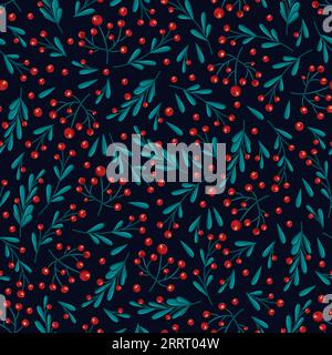 Vektormuster mit Zweigen und Beeren Stock Vektor