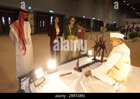 Delhi, Indien. September 2023. Die G20-Ausstellung war ein Publikumsmagnet für Kunsthandwerk, Kulturerbe, handgefertigte Produkte usw. Quelle: Seshadri SUKUMAR/Alamy Live News Stockfoto