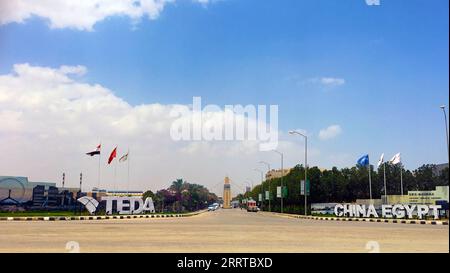 230714 -- SUEZ, 14. Juli 2023 -- dieses Foto vom 29. Mai 2023 zeigt die TEDA Suez Economic and Trade Cooperation Zone in Suez, Ägypten. Ägypten und der chinesische Industrieentwickler TEDA feierten am Mittwoch den 15. Jahrestag der Gründung ihrer gemeinsamen Wirtschafts- und Handelskooperation in der ägyptischen Suez Canal Economic Zone SCZone östlich der Hauptstadt Kairo. TOGO WITH Roundup: Egypt, China s TEDA feiert 15. Jahrestag der Gründung einer gemeinsamen Wirtschaftszone/Handout über Xinhua EGYPT-SUEZ-CHINA-SCZONE-15th ANNIVERSARY SETC-Zone PUBLICATIONxNOTxINxCHN Stockfoto