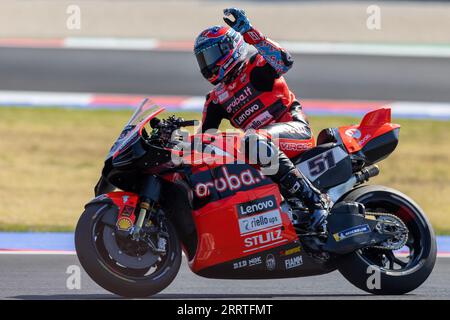 51 Michele Pirro (Ita) Ducati Aruba während San Marino und Rimini Riviera Red Bull Grand Prix am 9. September 2023 auf Misano World Circuit, Italien während der Qualifizierung des Grand Prix Red Bull San Marino und Riviera Rimini, MotoGP-Weltmeisterschaft in Misano Adriatico (RN), Italien, 09. September 2023 Stockfoto