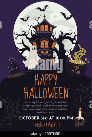 Halloween-Poster, Party-Einladung, Vorlage Stock Vektor