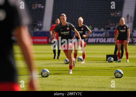 Frankfurt, Deutschland. September 2023. Frankfurt, 9. September 2023: Verena Hanshaw ( 18 Frankfurt ) während des UEFA-Champions-League-Fußballspiels der Frauen zwischen Eintracht Frankfurt und Juventus Turin im Deutschen Bank Park in Frankfurt. (Julia Kneissl/SPP) Credit: SPP Sport Press Photo. Alamy Live News Stockfoto