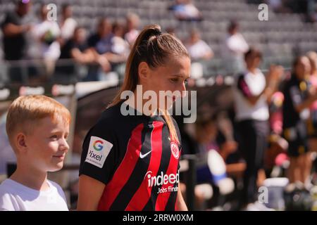 Frankfurt, Deutschland. September 2023. Frankfurt, 9. September 2023: Lara Prasnikar ( 7 Frankfurt ) während des UEFA-Champions-League-Fußballspiels zwischen Eintracht Frankfurt und Juventus Turin im Deutschen Bank Park in Frankfurt. (Julia Kneissl/SPP) Credit: SPP Sport Press Photo. Alamy Live News Stockfoto