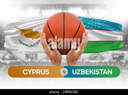 Zypern gegen Usbekistan nationale Basketballmannschaften Basketballspiel Wettbewerb Cup Konzept Bild Stockfoto