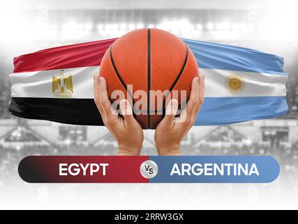 Ägypten gegen Argentinien Basketball-Nationalmannschaften Basketballspiel Wettbewerb Cup Konzept Bild Stockfoto