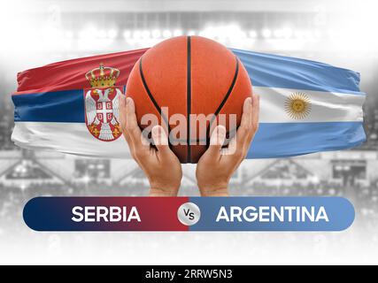 Serbien gegen Argentinien Basketball-Nationalmannschaften Basketballspiel Wettbewerb Cup Konzept Bild Stockfoto