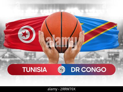 Tunesien vs Dr Kongo nationale Basketballmannschaften Basketballspiel Wettbewerb Cup Konzept Bild Stockfoto