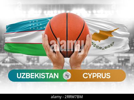 Uzbekistan vs Zypern nationale Basketballmannschaften Basketballspiel Wettbewerb Cup Konzept Bild Stockfoto