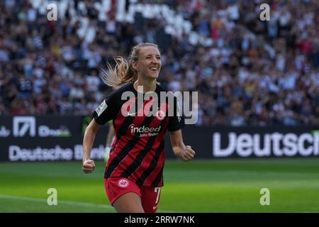 Frankfurt, Deutschland. September 2023. Frankfurt, 9. September 2023: Lara Prasnikar ( 7 Frankfurt ) während des UEFA-Champions-League-Fußballspiels zwischen Eintracht Frankfurt und Juventus Turin im Deutschen Bank Park in Frankfurt. (Julia Kneissl/SPP) Credit: SPP Sport Press Photo. Alamy Live News Stockfoto