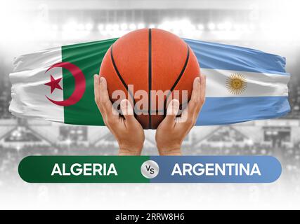 Algerien gegen Argentinien Basketball-Nationalmannschaften Basketballspiel Wettbewerb Cup Konzept Bild Stockfoto