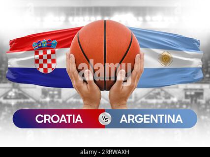 Kroatien vs Argentinien Basketball-Nationalmannschaften Basketballspiel Wettbewerb Cup Konzept Bild Stockfoto