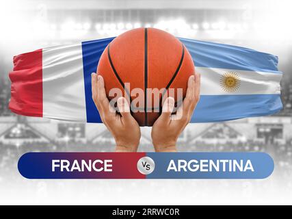 Frankreich gegen Argentinien nationale Basketballmannschaften Basketballspiel Wettbewerb Cup Concept Image Stockfoto
