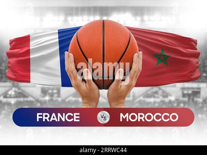 Frankreich gegen Marokko nationale Basketballmannschaften Basketballspiel Wettbewerb Cup Concept Image Stockfoto
