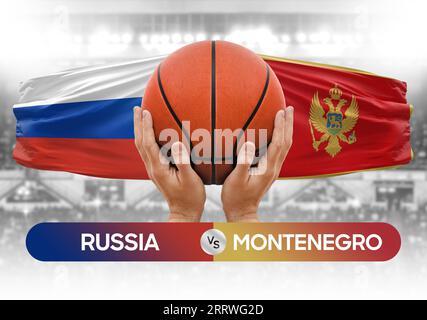 Russland gegen Montenegro nationale Basketballmannschaften Basketballspiel Wettbewerb Cup Concept Image Stockfoto