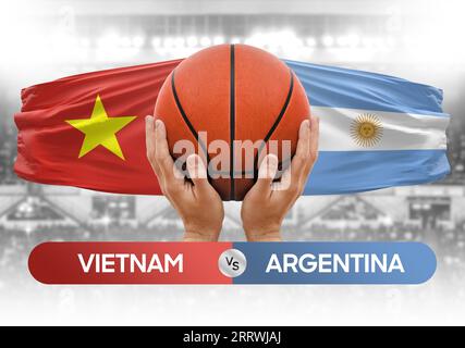 Vietnam vs Argentinien Basketball-Nationalmannschaften Basketballspiel Wettbewerb Cup Konzept Bild Stockfoto