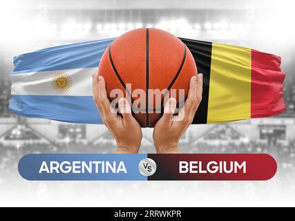 Argentinien gegen Belgien nationale Basketballmannschaften Basketballspiel Wettbewerb Cup Concept Image Stockfoto