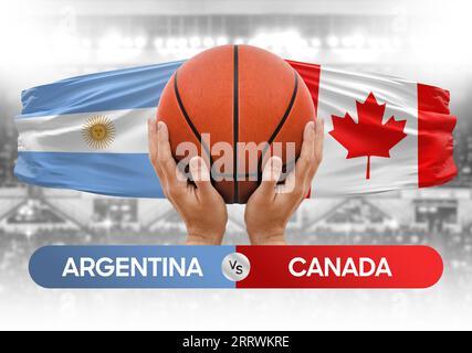 Argentinien gegen Kanada Basketball-Nationalmannschaften Basketballspiel Wettbewerb Cup Concept Image Stockfoto