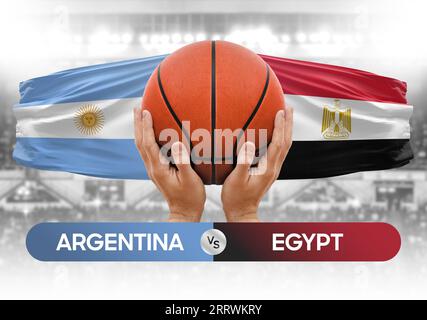 Argentinien gegen Ägypten Basketball-Nationalmannschaften Basketballspiel Wettbewerb Cup Konzept Bild Stockfoto