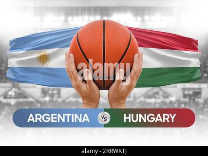 Argentinien gegen Ungarn Basketball-Nationalmannschaften Basketballspiel Wettbewerb Cup Konzept Bild Stockfoto