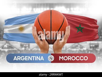 Argentinien gegen Marokko Basketball-Nationalmannschaften Basketballspiel Wettbewerb Cup Konzept Bild Stockfoto