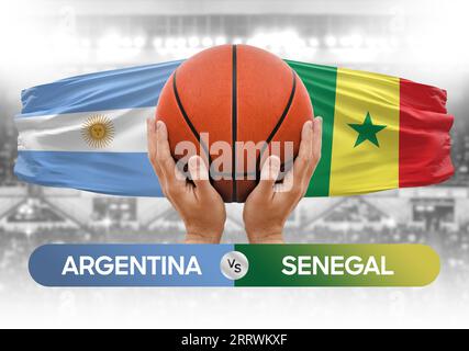 Argentinien gegen Senegal Basketball-Nationalmannschaften Basketballspiel Wettbewerb Cup Konzept Bild Stockfoto